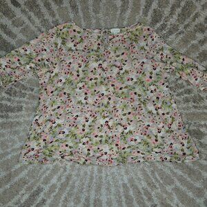 J Jill Linen Floral Top Size L Petite